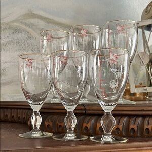 Vintage Gold-Trimmed 6 piece  Glass Set